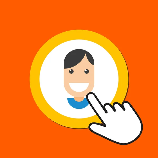 Smiling face icon. User account concept. Hand Mouse Cursor Click — Stock vektor