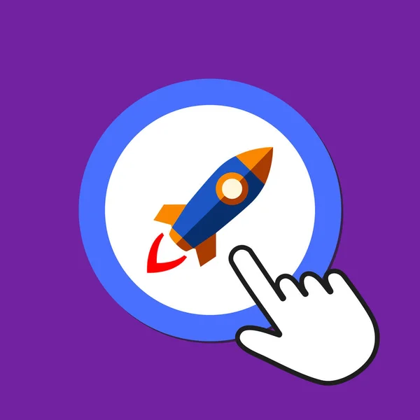 Space rocket icon. Launching, startup concept. Hand Mouse Cursor — Stock vektor