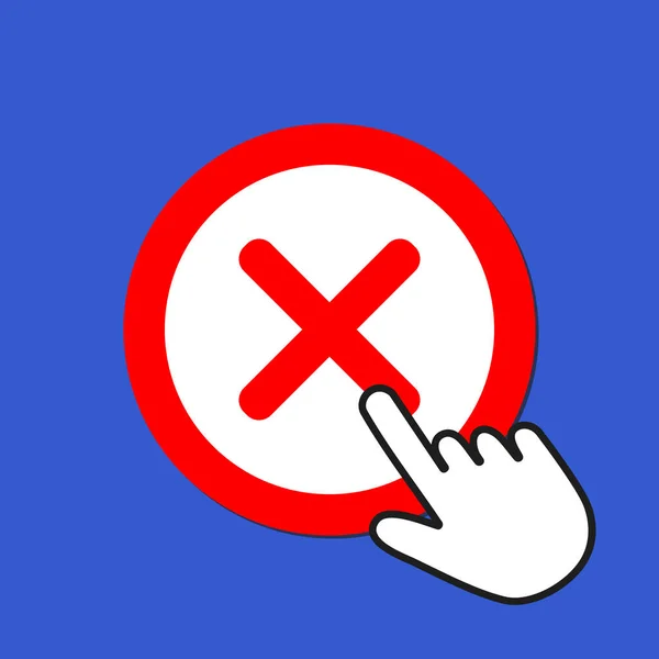 Cross icon. Reject, decline concept. Hand Mouse Cursor Clicks th — Stock Vector