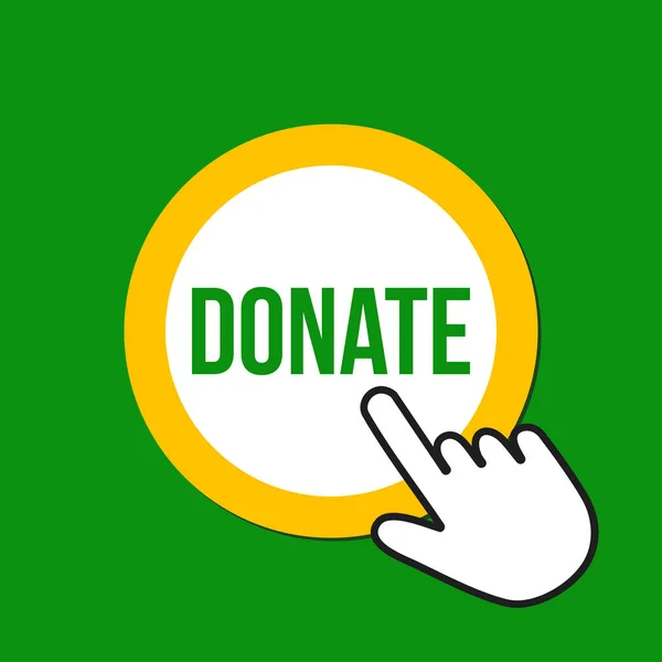 Donate icon. Contribute concept. Hand Mouse Cursor Clicks the Bu — Stock vektor
