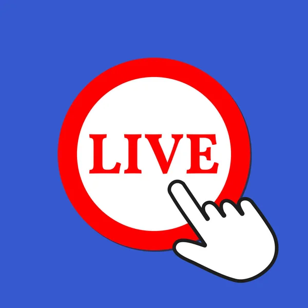 Live-Symbol. Online-Streaming-Konzept. Hand-Mauszeiger klickt th — Stockvektor