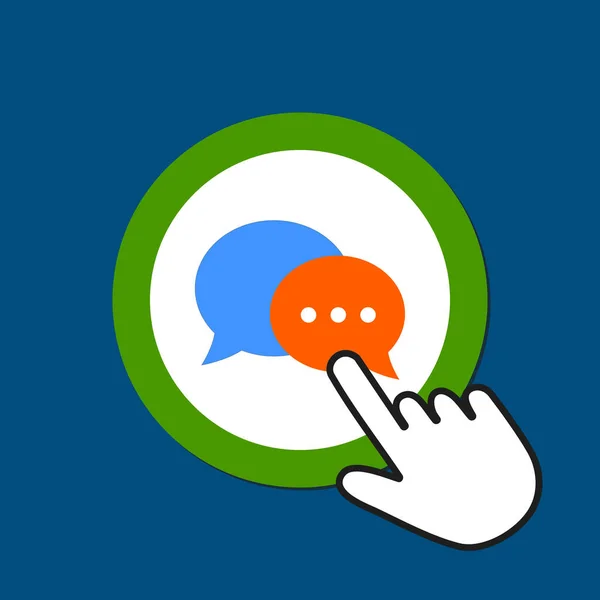 Dialog pictograma cu bule. Chat, concept de comunicare. Hand Mouse Curs — Vector de stoc