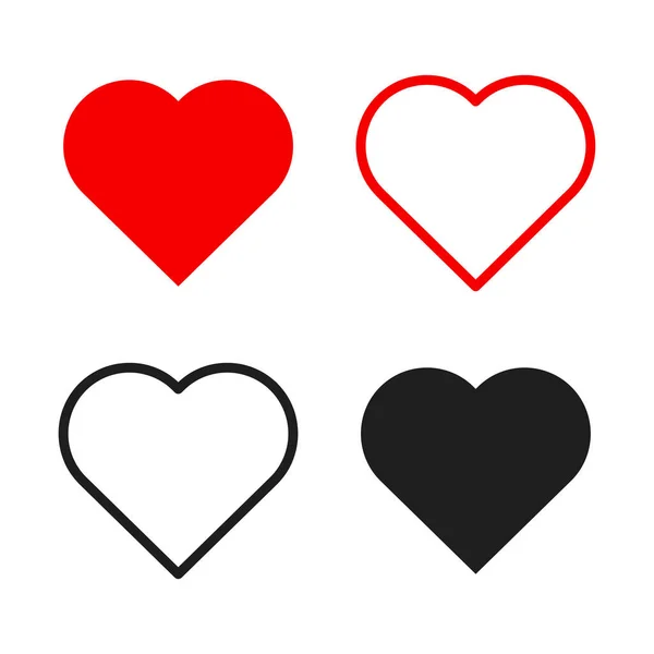 Hearts Icon Set Live Stream Video Chat Likes Social Media — Stock Vector