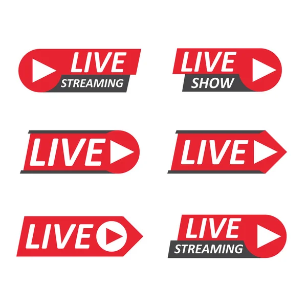 Live Stream Borden Ingesteld Embleem Logo Vector Illustratie — Stockvector