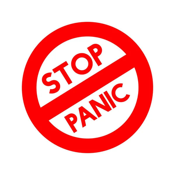 パニックサインを止めて コロナウイルスのパンデミック制限 公共の場所での検疫措置に関する情報警告標識 ベクターイラスト — ストックベクタ