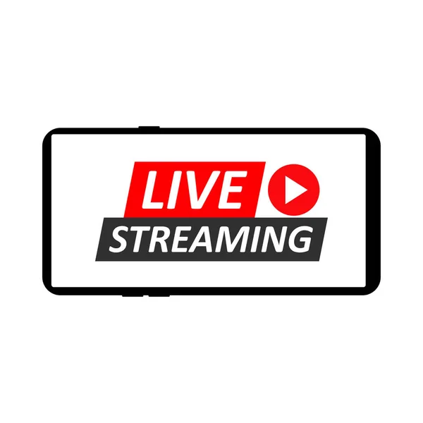 Live Streaming Смартфоні Знак Прямого Ефіру Трансляції Емблеми Онлайн Потоку — стоковий вектор
