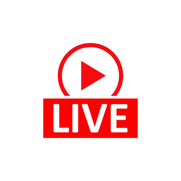 Signe Live Stream Symbole Rouge Bouton Streaming Direct Radiodiffusion Emblème — Image vectorielle