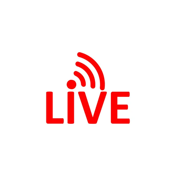 Signe Live Stream Symbole Rouge Bouton Streaming Direct Radiodiffusion Emblème — Image vectorielle