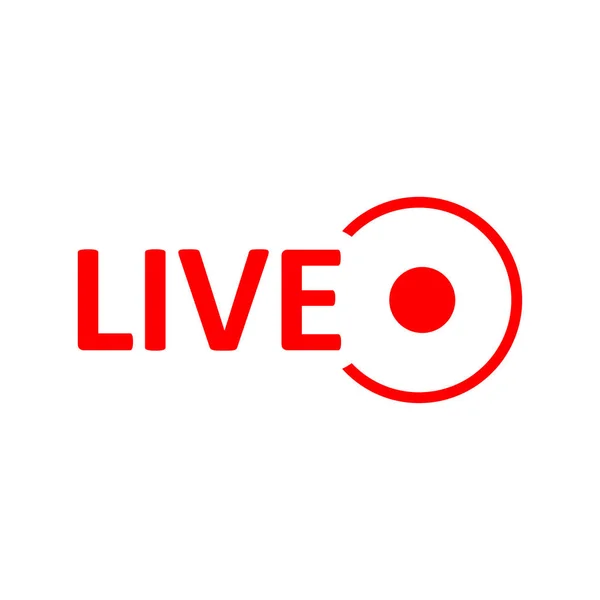 Znak Live Stream Czerwony Symbol Przycisk Transmisji Żywo Nadawanie Emblemat — Wektor stockowy