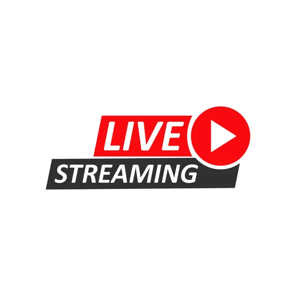 Live Stream Rotes Symbol Schaltfläche Für Live Streaming Übertragung Emblem — Stockvektor