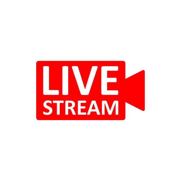 Signe Live Stream Symbole Rouge Bouton Streaming Direct Radiodiffusion Emblème — Image vectorielle