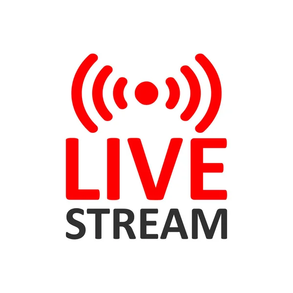 Signe Live Stream Symbole Rouge Bouton Streaming Direct Radiodiffusion Emblème — Image vectorielle