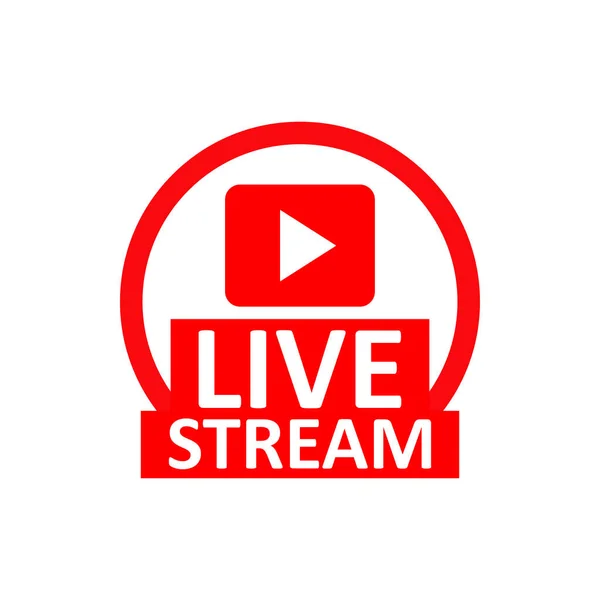 Znak Live Stream Czerwony Symbol Przycisk Transmisji Żywo Nadawanie Emblemat — Wektor stockowy