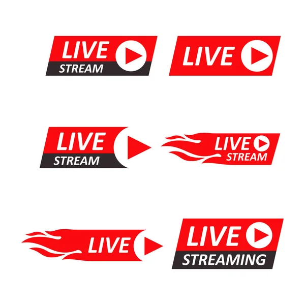 Sinais Live Stream Definidos Emblema Logótipo Ilustração Vetorial Ilustração De Stock
