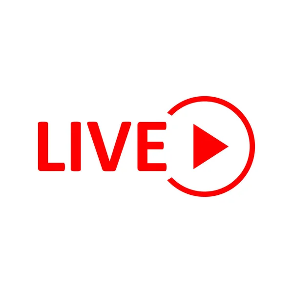 Signe Live Stream Symbole Rouge Bouton Streaming Direct Radiodiffusion Emblème — Image vectorielle