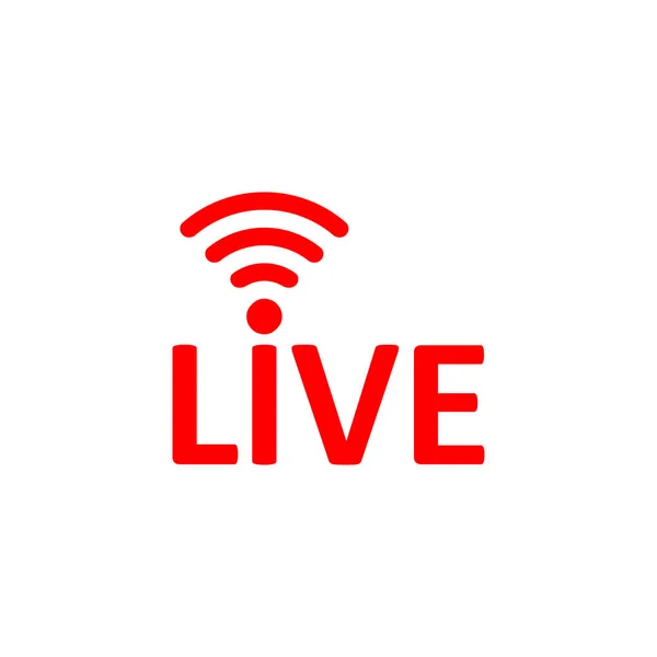 Signe Live Stream Symbole Rouge Bouton Streaming Direct Radiodiffusion Emblème — Image vectorielle