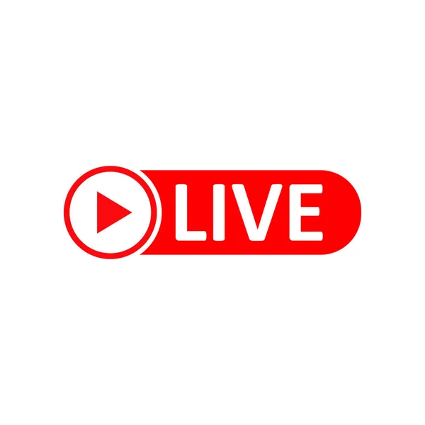 Live Stream Rotes Symbol Schaltfläche Für Live Streaming Übertragung Emblem — Stockvektor