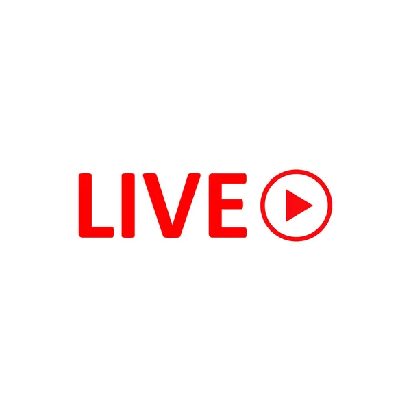 Signe Live Stream Symbole Rouge Bouton Streaming Direct Radiodiffusion Emblème — Image vectorielle