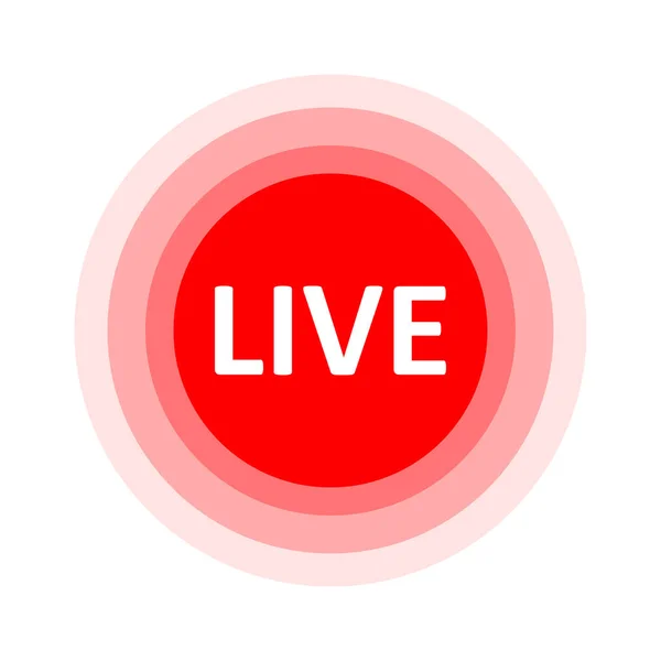 Live Stream Rotes Symbol Schaltfläche Für Live Streaming Übertragung Emblem — Stockvektor