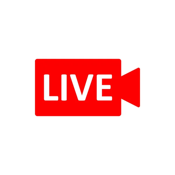 Live Stream Rotes Symbol Schaltfläche Für Live Streaming Übertragung Emblem — Stockvektor