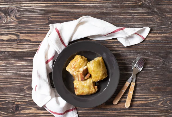 Sarma Hagyományos Étel Balkáni Konyha Káposztatekercs Hússal Rizzsel Balkáni Konyha — Stock Fotó