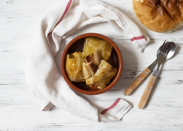 Sarma Traditioneel Gerecht Van Balkan Keuken Koolbroodjes Met Vlees Rijst — Stockfoto