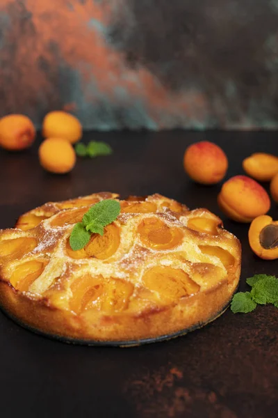 Tarta Albaricoque Verano Casero Delicioso Postre Frutas Tarta Albaricoque Pastel — Foto de Stock