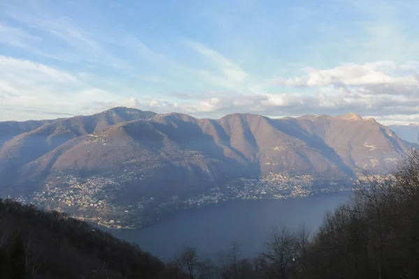 Panorama Mountains Lake Como Lombardy Travel Landscapes — 스톡 사진