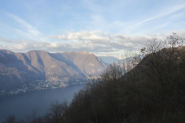 Panorama Över Bergen Och Comosjön Lombardiet Resor Och Landskap — Stockfoto