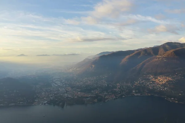 Panorama Mountains Lake Como Lombardy Travel Landscapes — 스톡 사진