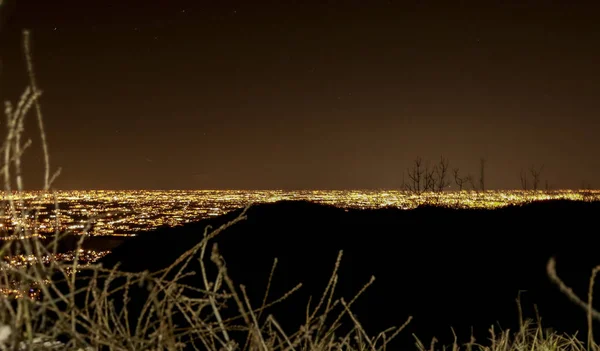Nachtpanorama Mit Blick Auf Die Stadt Como Vom Palanzone Berg — Stockfoto