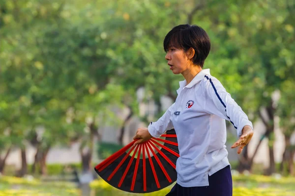 Personer träna Tai Chi Chuan i en park — Stockfoto