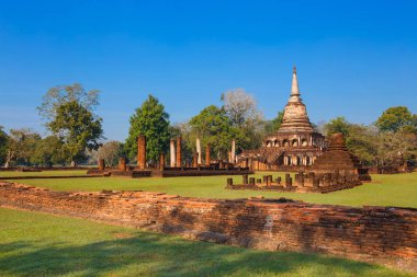 WAT Chang Lom tapınakta Si Satchanalai Tarih Parkı, Unesco Dünya Mirası Sukhothai, Tayland