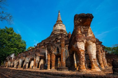 WAT Chang Lom tapınakta Si Satchanalai Tarih Parkı, Unesco Dünya Mirası Sukhothai, Tayland