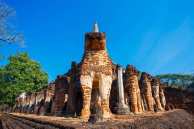 WAT Chang Lom tapınakta Si Satchanalai Tarih Parkı, Unesco Dünya Mirası Sukhothai, Tayland