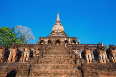WAT Chang Lom tapınakta Si Satchanalai Tarih Parkı, Unesco Dünya Mirası Sukhothai, Tayland