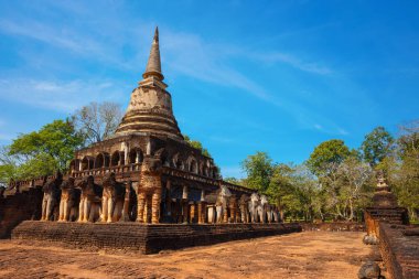 WAT Chang Lom tapınakta Si Satchanalai Tarih Parkı, Unesco Dünya Mirası Sukhothai, Tayland