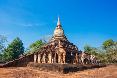 WAT Chang Lom tapınakta Si Satchanalai Tarih Parkı, Unesco Dünya Mirası Sukhothai, Tayland