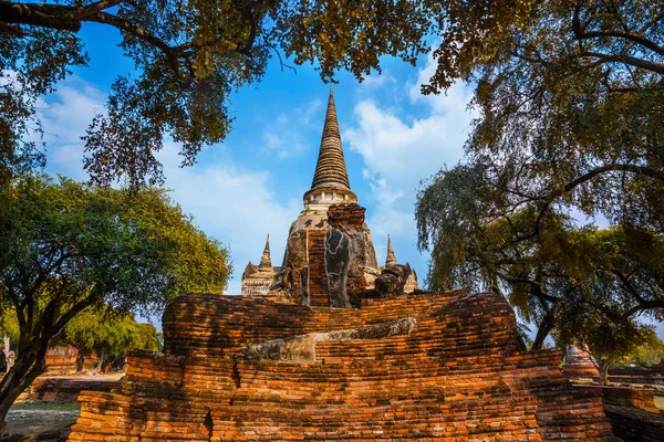 扫管笏 Phra Si Sanphet 寺在教科文组织世界遗产，泰国大城府历史公园 — 图库照片