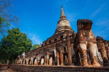WAT Chang Lom tapınakta Si Satchanalai Tarih Parkı, Unesco Dünya Mirası Sukhothai, Tayland