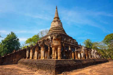 WAT Chang Lom tapınakta Si Satchanalai Tarih Parkı, Unesco Dünya Mirası Sukhothai, Tayland