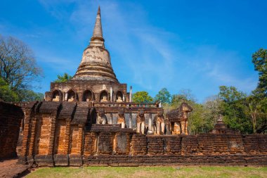 WAT Chang Lom tapınakta Si Satchanalai Tarih Parkı, Unesco Dünya Mirası Sukhothai, Tayland
