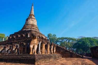 WAT Chang Lom tapınakta Si Satchanalai Tarih Parkı, Unesco Dünya Mirası Sukhothai, Tayland