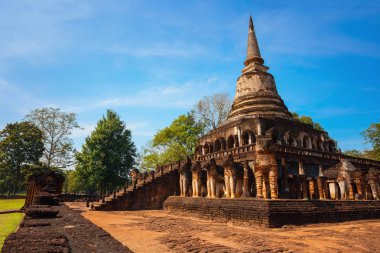 WAT Chang Lom tapınakta Si Satchanalai Tarih Parkı, Unesco Dünya Mirası Sukhothai, Tayland