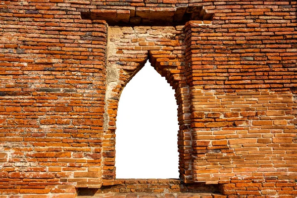 Moldura de janela de um templo antigo em Ayutthaya, Tailândia — Fotografia de Stock