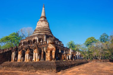 WAT Chang Lom tapınakta Si Satchanalai Tarih Parkı, Unesco Dünya Mirası Sukhothai, Tayland