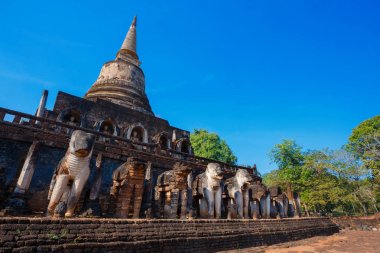 WAT Chang Lom tapınakta Si Satchanalai Tarih Parkı, Unesco Dünya Mirası Sukhothai, Tayland