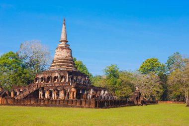 WAT Chang Lom tapınakta Si Satchanalai Tarih Parkı, Unesco Dünya Mirası Sukhothai, Tayland