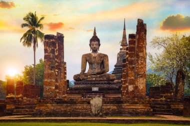 WAT Mahathat Tapınağı'nda Sukhothai Tarih Parkı, Unesco Dünya Mirası Tayland