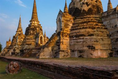 Wat Phra Si Sanphet tapınakta Ayutthaya Historical Park, Unesco Dünya Mirası alanı, Tayland